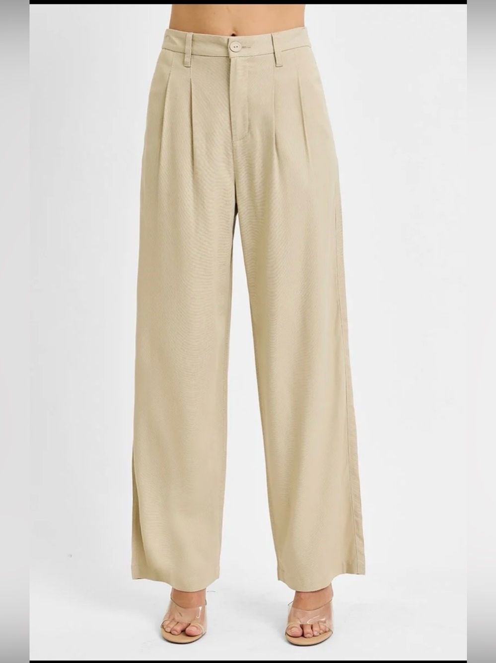 Risen Jeans Linen Blend Wide-Leg Pleated Trouser Pants Size Medium
